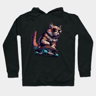 Skateboarding Kitten Sports Skateboarder Cute Ginger Cat Hoodie